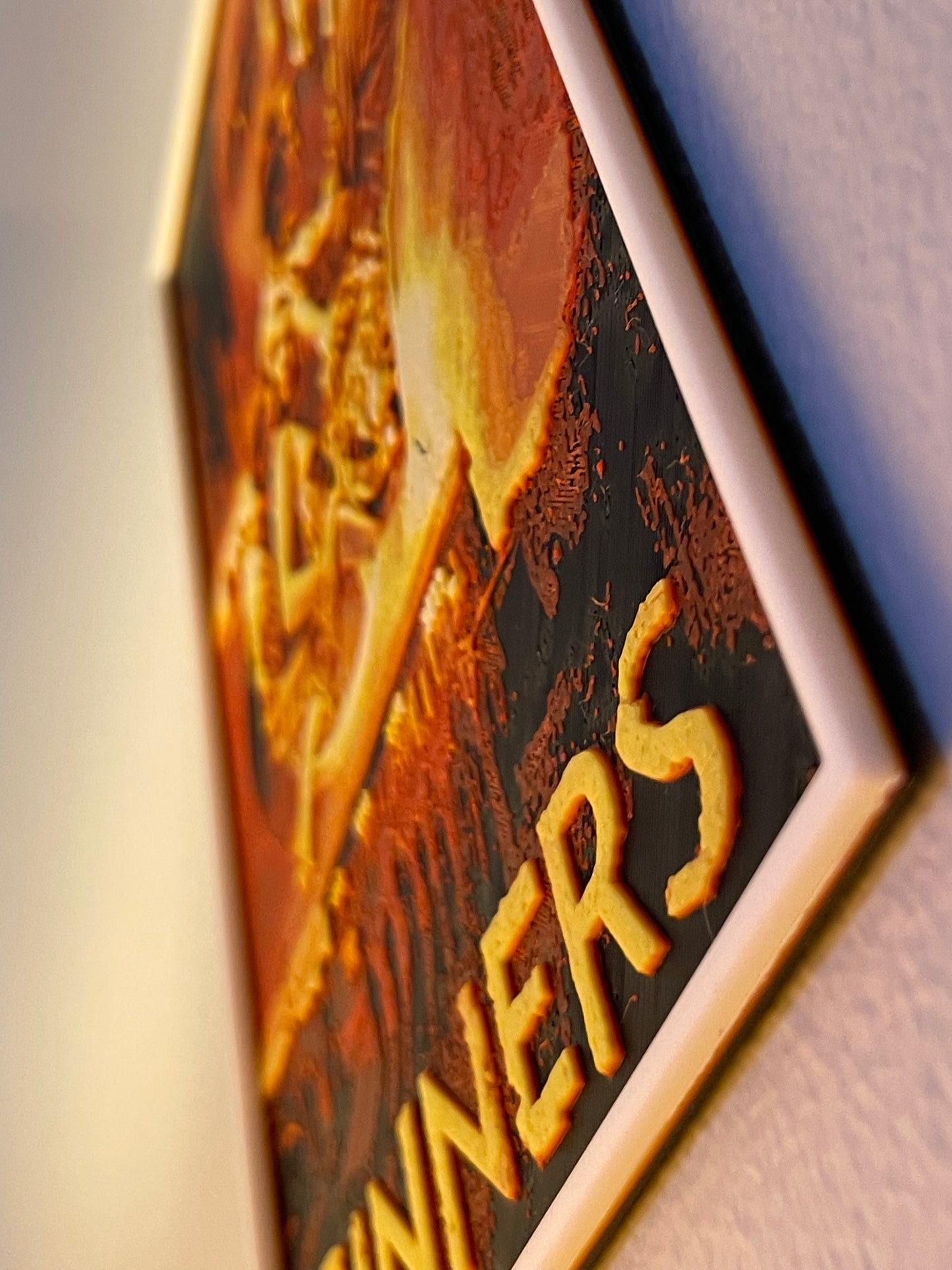 Close-up of a textured surface sinners poster