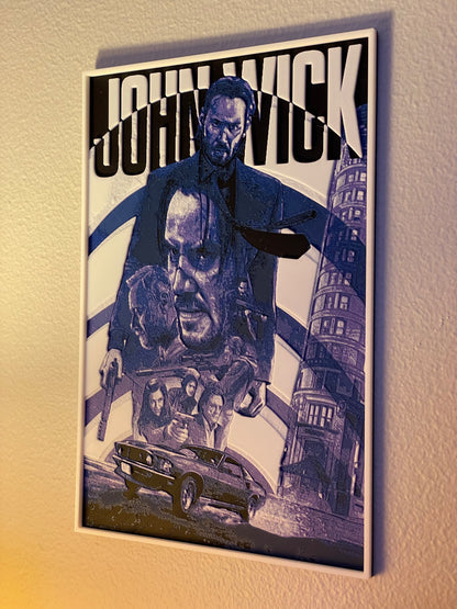 John Wick movie poster on a wall