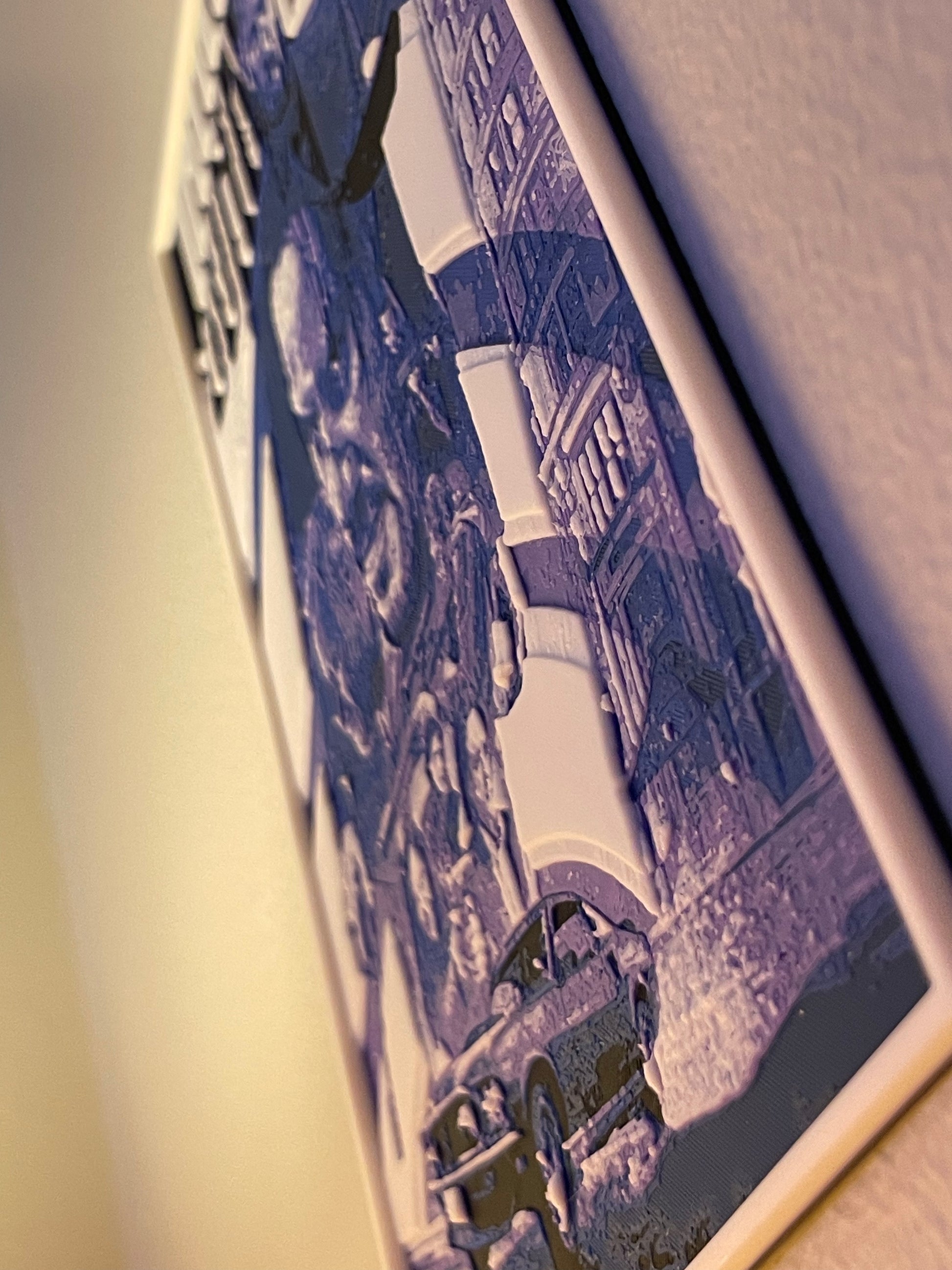 Close-up of a poster with architectural design