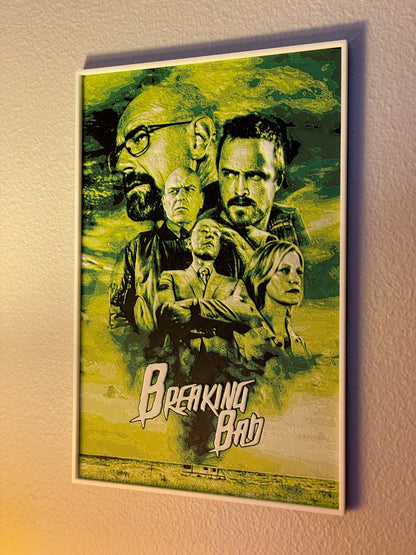 Framed 'Breaking Bad' poster on a textured wall