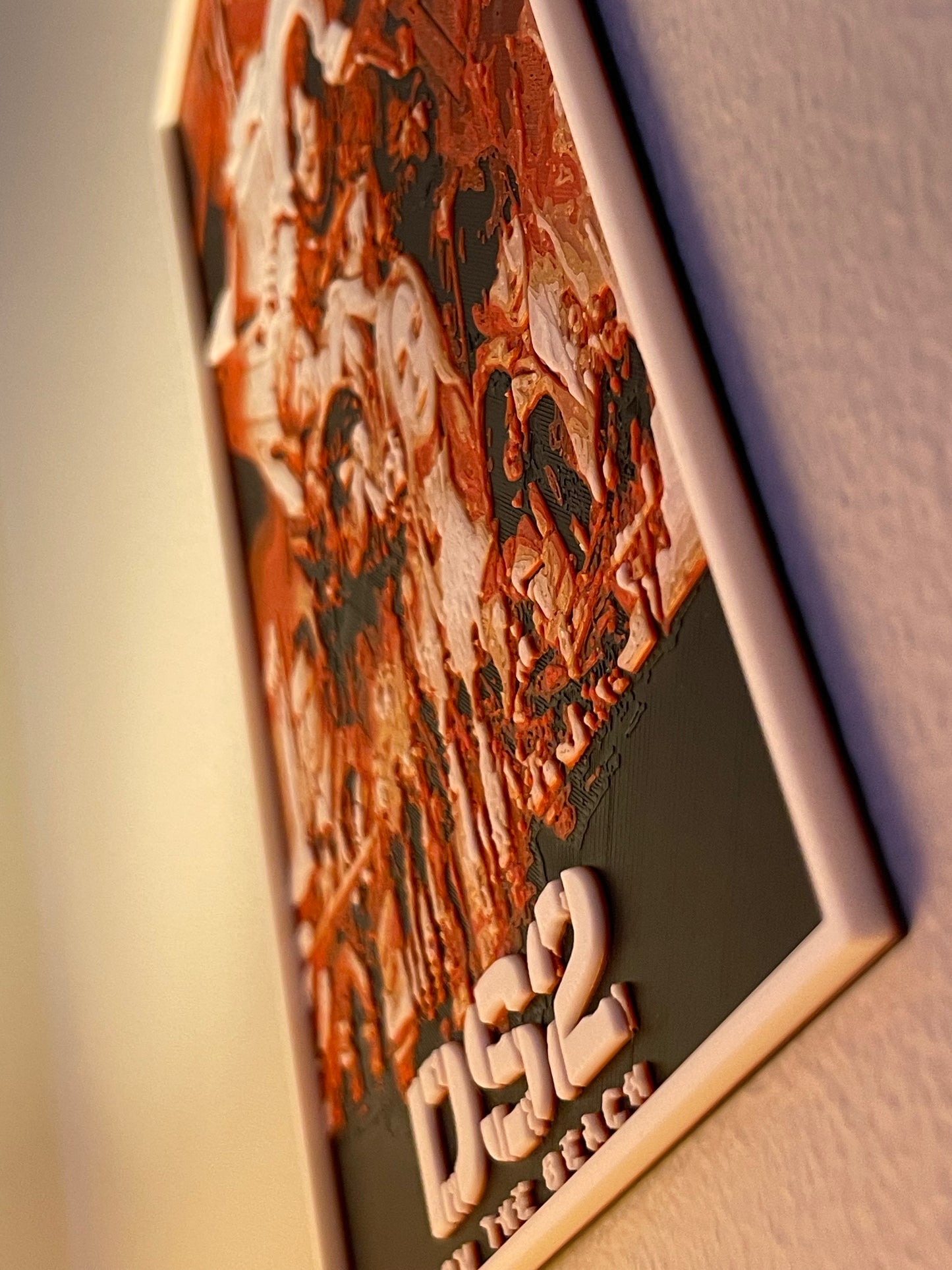 Decorative wall art with intricate patterns and 'DS2' branding on a neutral background