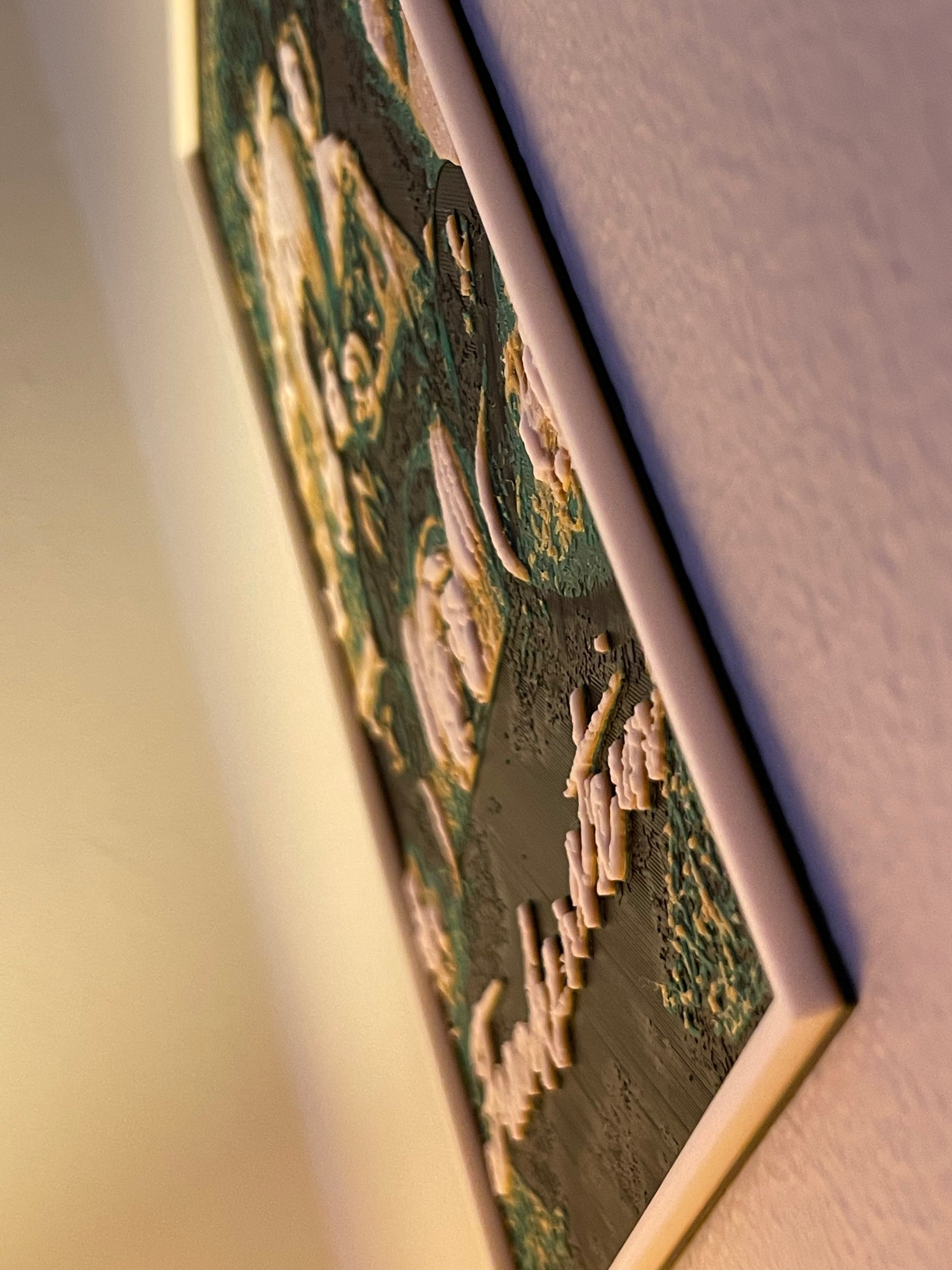 Close-up of a textured green surface with embossed patterns