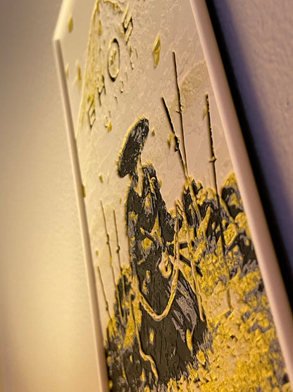 Close-up of a textured surface with artistic design