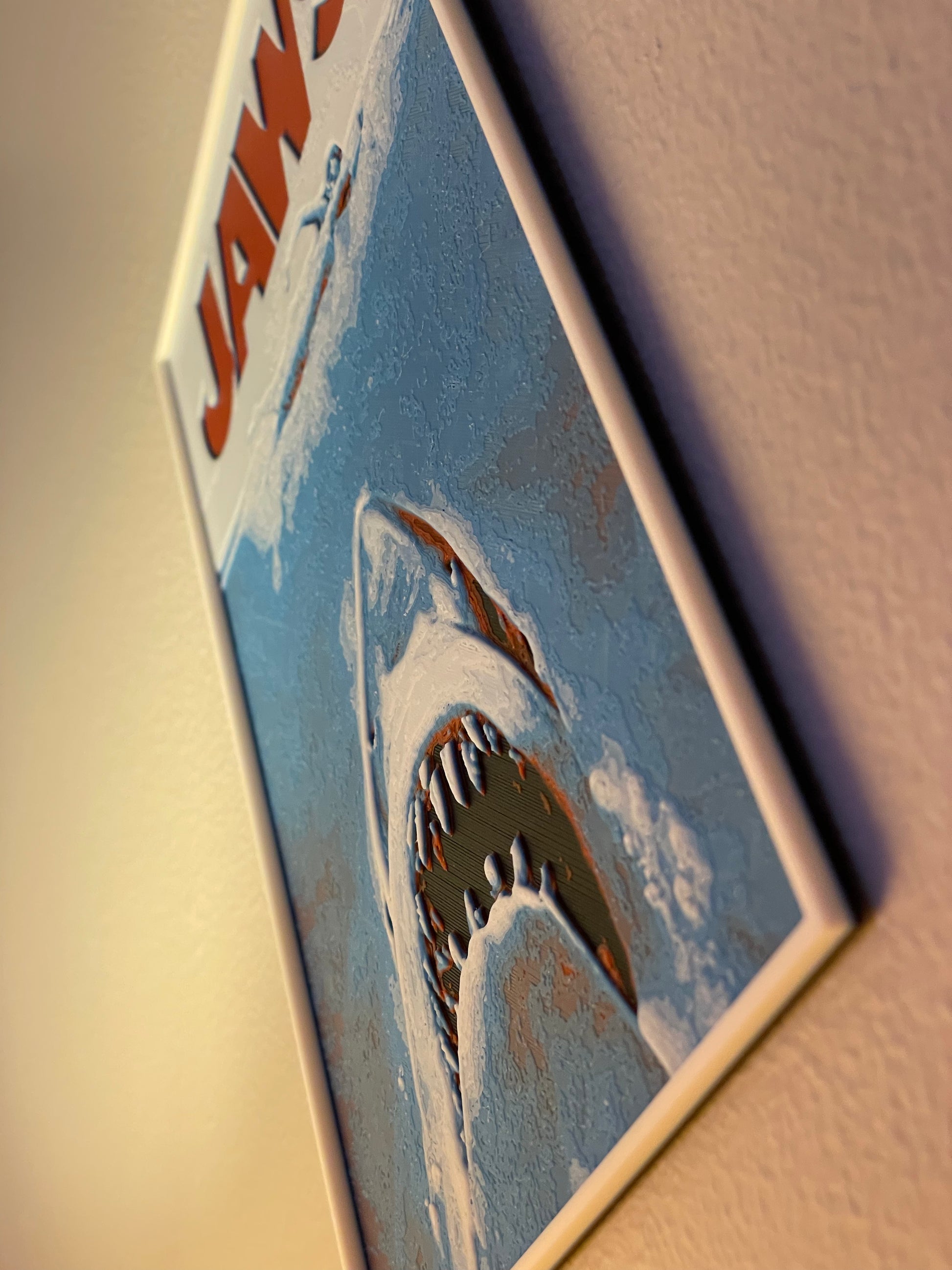 Close-up of a shark-themed product packaging with a shark illustration.