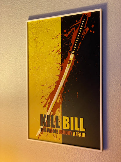 Poster of 'Kill Bill' with a sword on a yellow and black background
