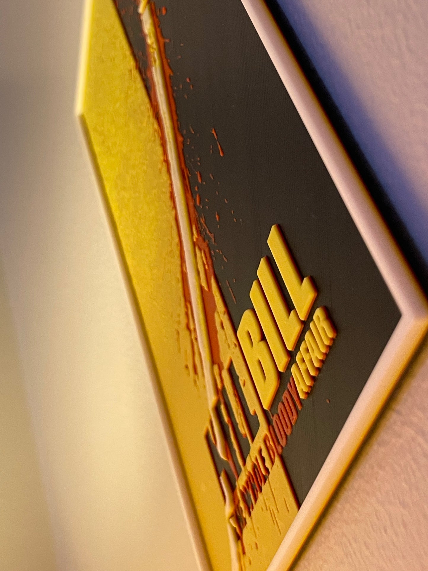 Close-up of a 'kill bill' branded product with gold and black design.