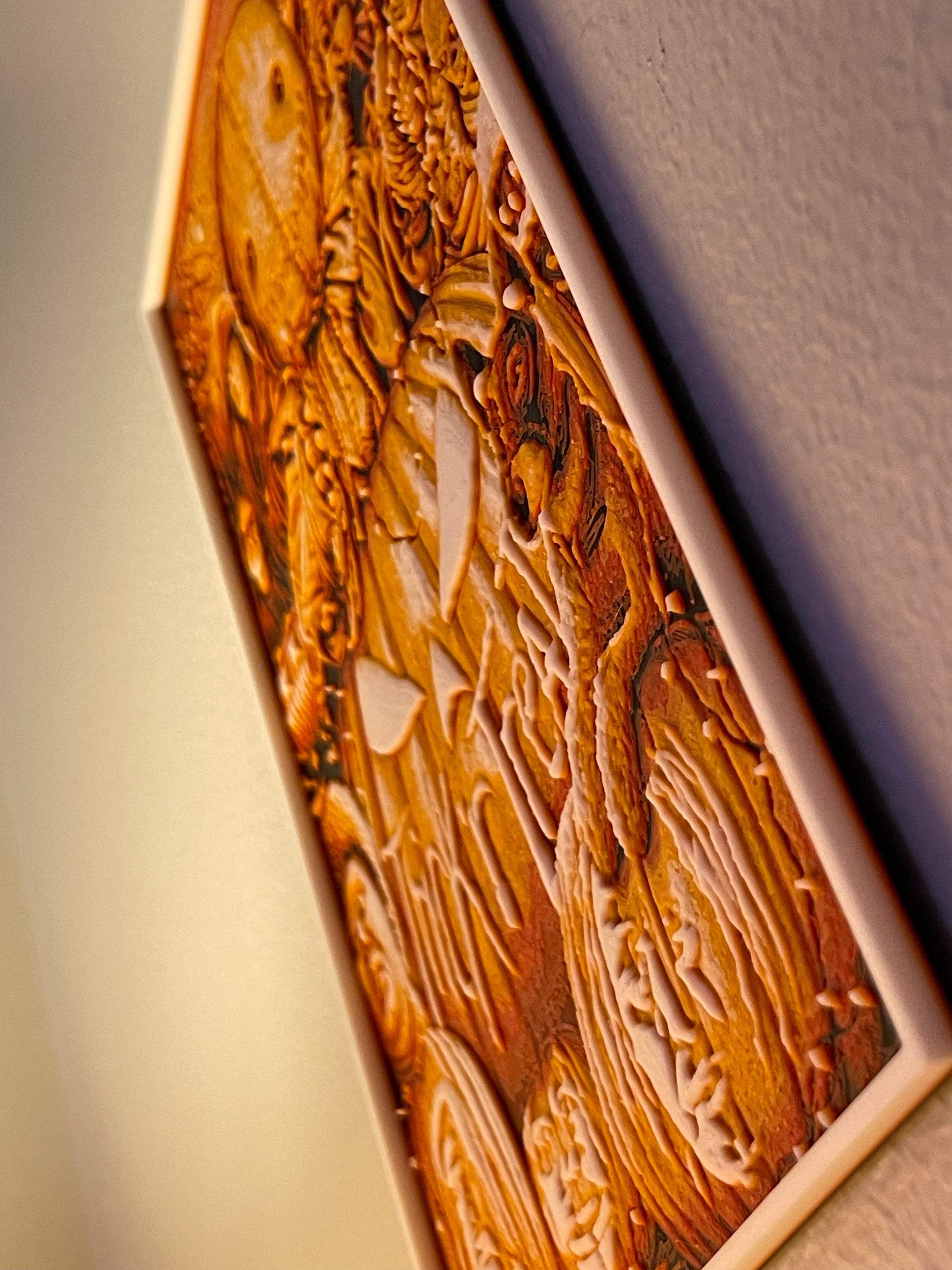 Wooden box with intricate carvings on a neutral background