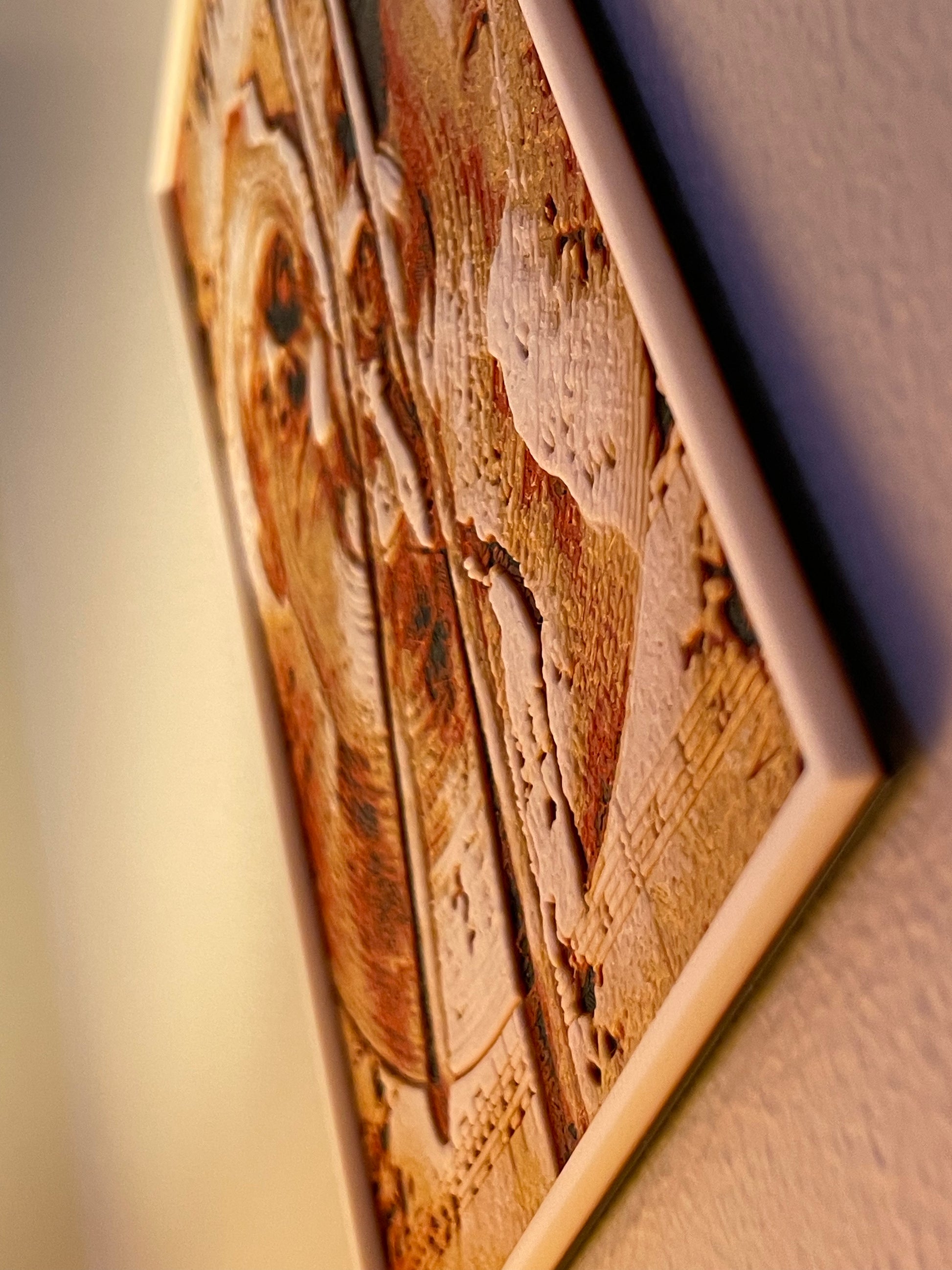 Close-up of a textured wooden surface with intricate patterns